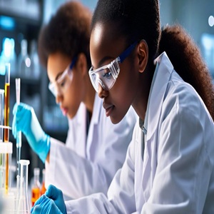 University students conducting experiments in a powered laboratory.